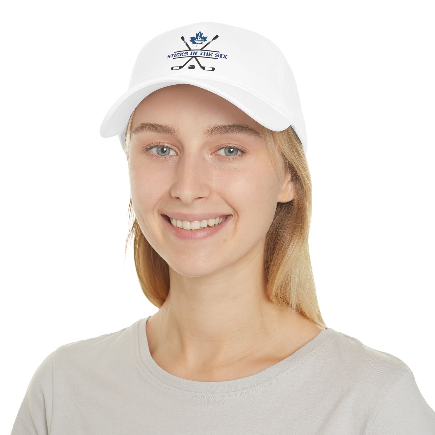 "Sticks in the Six" Blue Leaf White Low Profile Cap