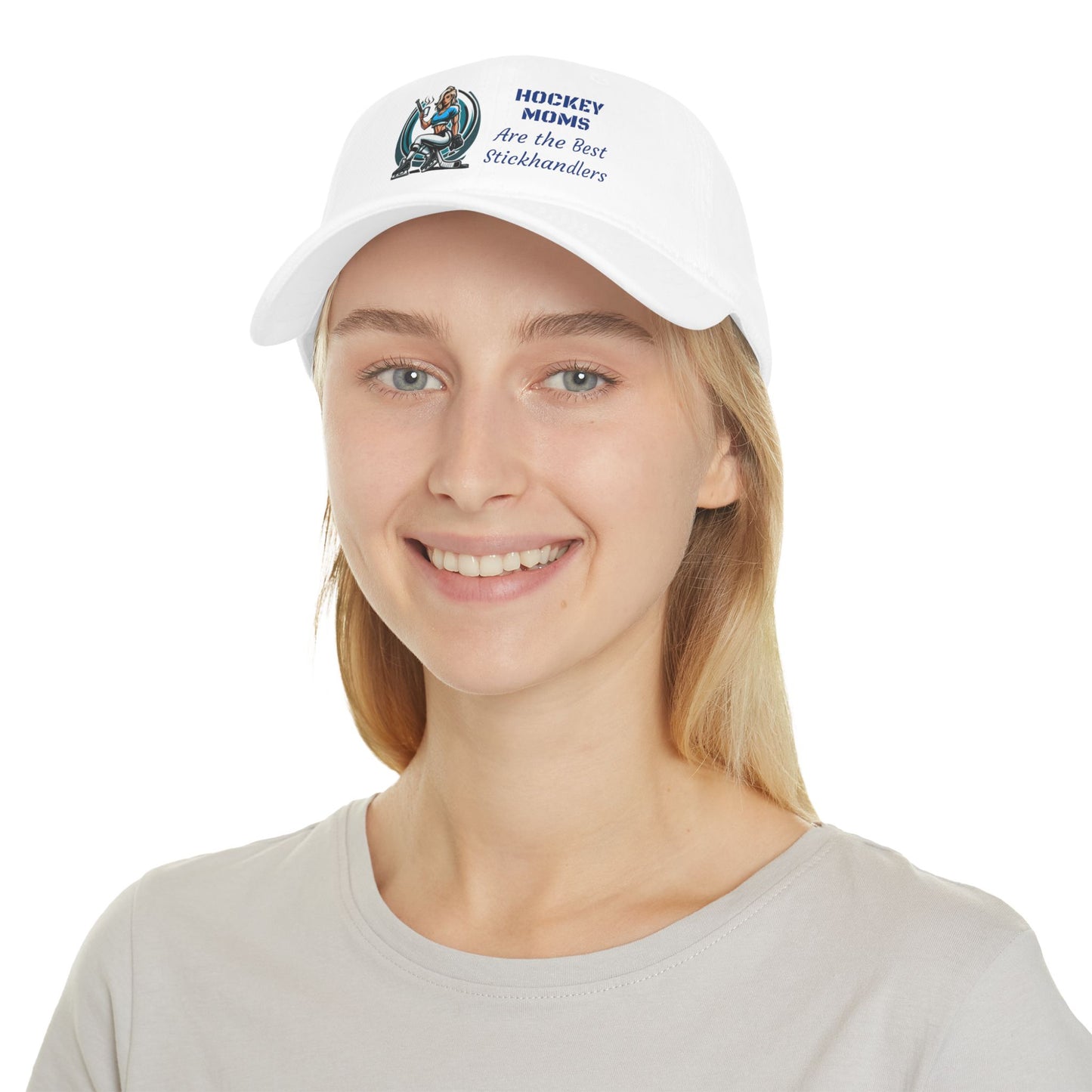 "Hockey Moms" White Low Profile Cap